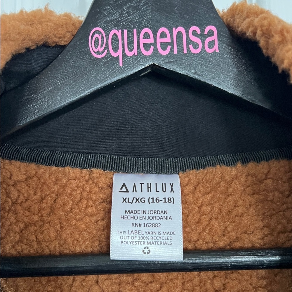 Athlux Cozy Sherpa Fleece Full-Zip Jacket with Black Accents Rust Size XL - Picture 4 of 8